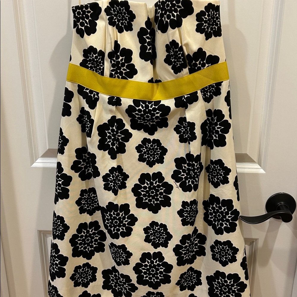 Milly Black and Cream Strapless Dress